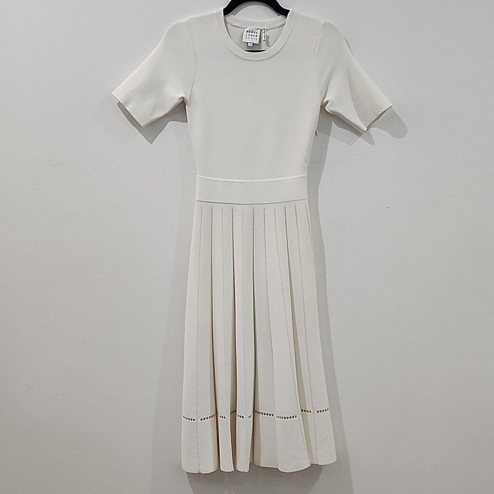 Herve Leger Pleated Fit And Flare Dress